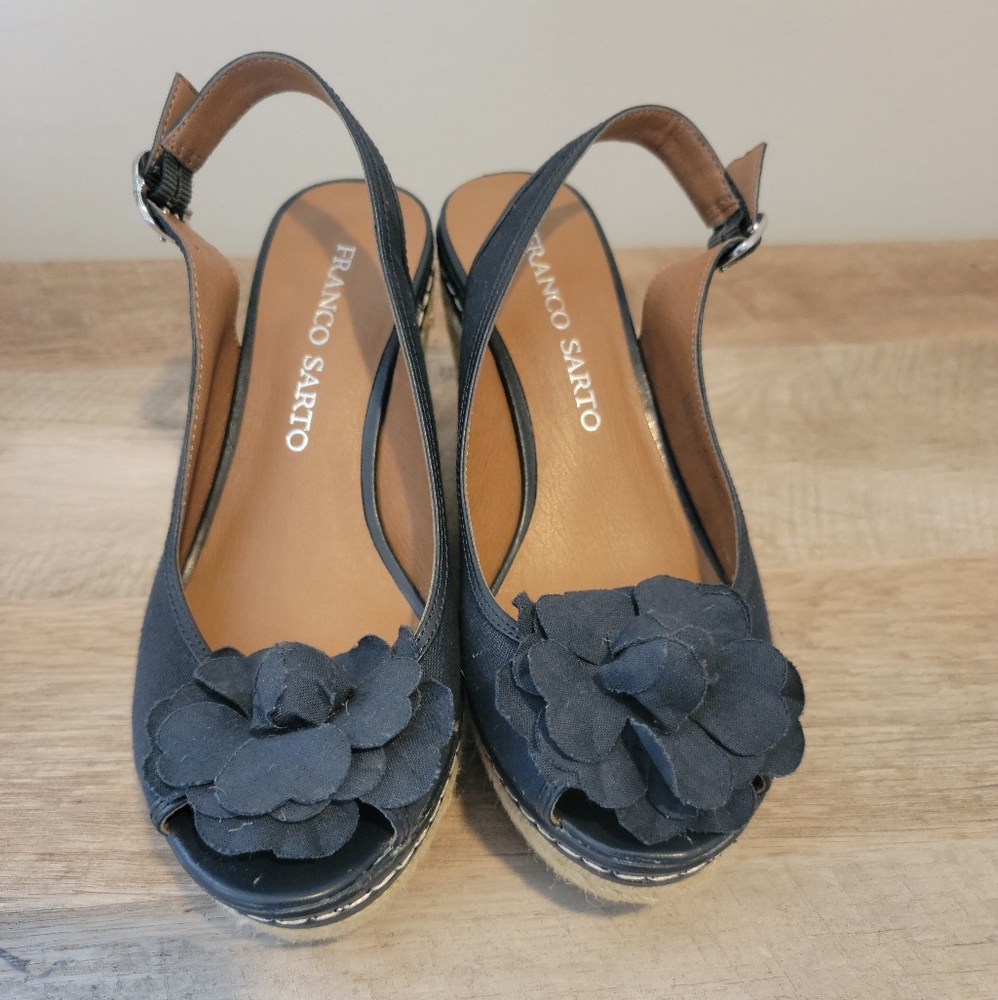 Franco Sarto Navy Blue Destiny Wedge 6.5